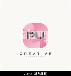 PU Initial Letter Colorful logo icon design template elements Vector Stock Vector
