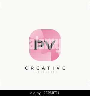 PV Initial Letter Colorful logo icon design template elements Vector Stock Vector