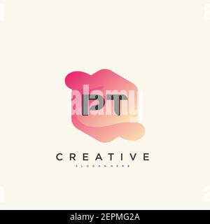 PT Initial Letter Colorful logo icon design template elements Vector Stock Vector