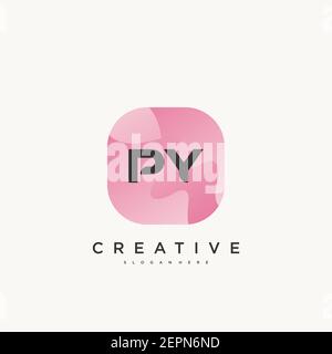 PY Initial Letter Colorful logo icon design template elements Vector Stock Vector