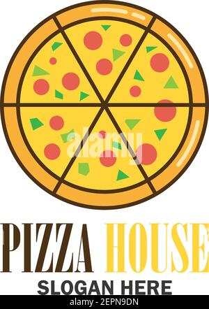 pizza logo with text space for your slogan tag line, vector illustration Stock Vector