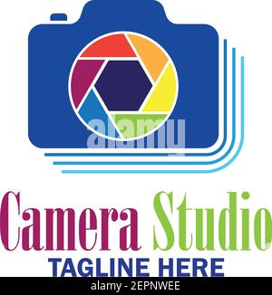camera studio, shutter, camera store icon with text space for your slogan tagline, vector illustration Stock Vector