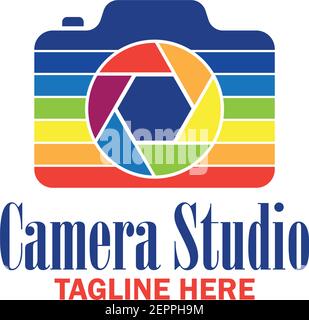 camera studio, shutter, camera store icon with text space for your slogan tagline, vector illustration Stock Vector