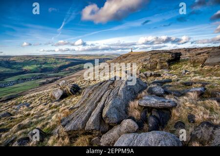 landscape scenery around halifax in calderdale, west yorkshire. part of the pennine range of hills in northern england, and part of the national trail. Stock Photo