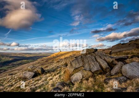 landscape scenery around halifax in calderdale, west yorkshire. part of the pennine range of hills in northern england, and part of the national trail. Stock Photo