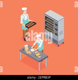 Confectionery chef concept isometric icons set with bakery symbols ...