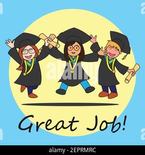 graduation events happiness of graduation concept, vector illustration Stock Vector