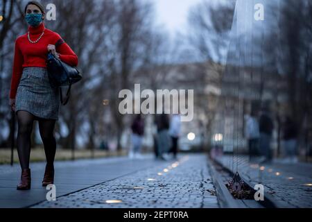 Washington, USA. 27th Feb, 2021. People tour the National Mall in Washington, DC, the United States, Feb. 27, 2021. Credit: Ting Shen/Xinhua/Alamy Live News Stock Photo