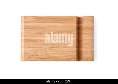Wooden stand for gadgets isolated on white background. View from above Stock Photo