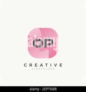 OP Initial Letter Colorful logo icon design template elements Vector Stock Vector