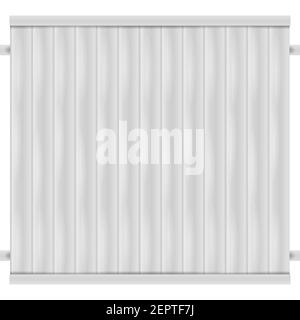 White wooden fence. Fence section. 3D vector illustration isolated on white. Stock Vector