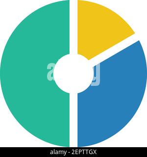 Pie chart icon vector graph diagram symbol for big data analytics reports and statistics information in a flat color illustration Stock Vector