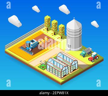 Tractor on field harvest seedling flat pin map icon. Map pointer. Map ...
