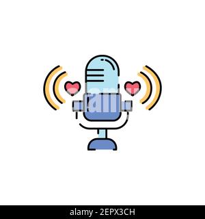 Playing music color line icon. Asmr. Autonomous sensory meridian response, sound waves as a symbol of enjoying sounds, whisper and music. Sign for web Stock Vector