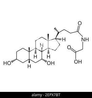 Glycocholic acid. Bile acid. Chemical molecular formula Glycocholic acid. Vector illustration on isolated background Stock Vector