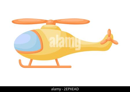 Cute yellow helicopter on white background. Cartoon transport for kids cards, baby shower, birthday invitation, house interior. Bright colored childis Stock Vector