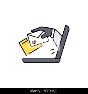 Cybercrime olor line icon. Pictogram for web page, mobile app, promo. UI UX GUI design element. Editable stroke. Stock Vector