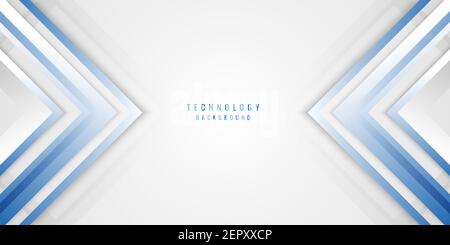 Abstract geometric blue, white and gray arrow shine layer elements design background. Technology concept. Vector illustration Stock Vector