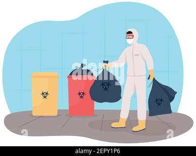Throw out medical waste 2D vector web banner, poster Stock Vector