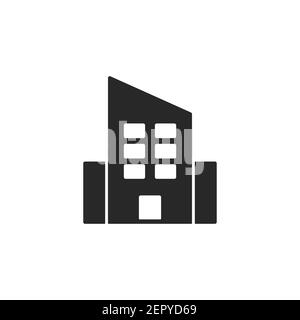 Apartment office building icon. Black building silhouette. Vector isolated on white Stock Vector
