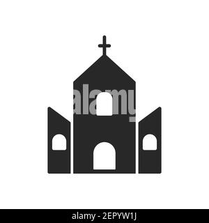 Church icon. Holy place building silhouette sign. Church outline black symbol. Vector isolated on white. Stock Vector
