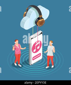 Music industry and recording isometric concept with studio work symbols ...