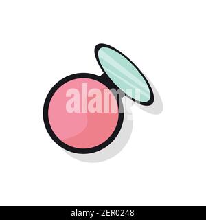 Cosmetic makeup for cheeks, blush, compact or masking powder for the face in a black package on a white background. Stock Vector
