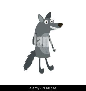 Cartoon forest animals wolf for kids vector illustration. Stock Vector