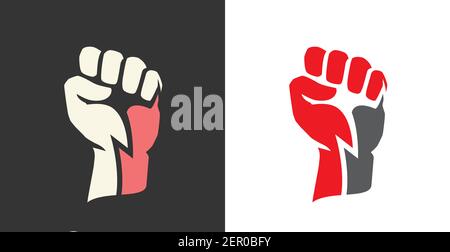 Fist clenched. Power, strength icon logo vector Stock Vector