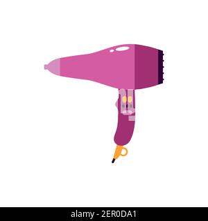 Hairdryer flat style icon on green background. Vector illustration. Stock Vector
