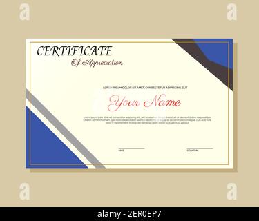 Illustration vector design of certificate template for achieving, appreciation, attending. Stock Vector