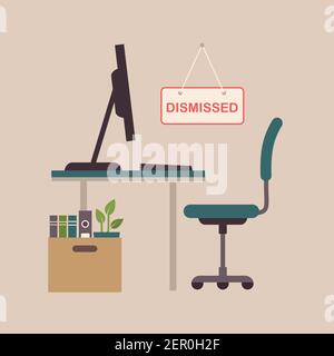 vector illustration of a fired job concept, office chair, business work dismissal Stock Vector