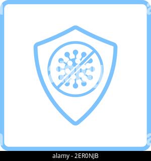 Shield From Coronavirus Icon. Blue Frame Design. Vector Illustration. Stock Vector