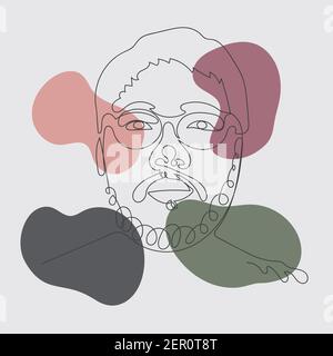 Abstract hero face drawing of illustration style shape. Decorative with retro style of minimal color background. illustration vector Stock Vector