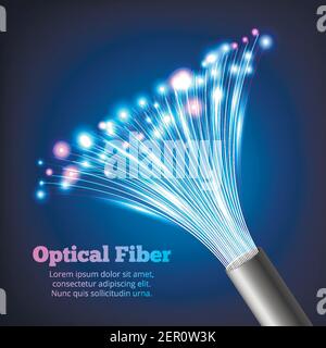 Electric cables optic fibers realistic composition with multicolor bright and gradient effect vector illustration Stock Vector