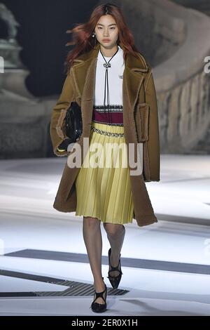 Hoyeon Jung walks on the runway during the Schiaparelli Haute