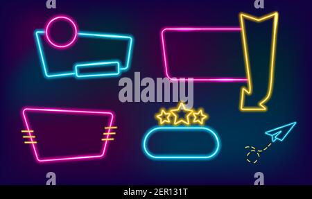 Neon Led Light Sale Frames Social Media Vector Illustration Stock Vector