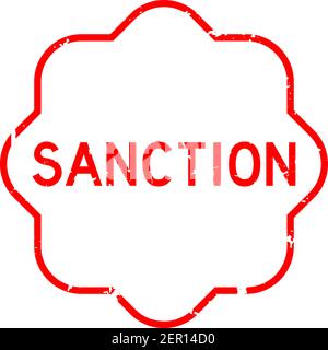 Grunge red sanction word rubber seal stamp on white background Stock Vector