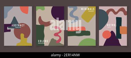 Abstract colors shape style of pattern 80s retro template set. Drawing style of colorful header background. Stock Vector