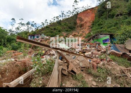 Area of Landslide in Munnar which caused death of four people in a family during heavy rainfall in 2018 at kerala Stock Photo