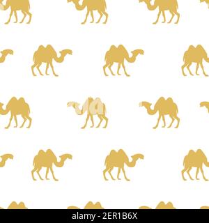 Vector illustration seamless pattern with camel silhouette. Safari background with camels Stock Vector