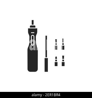 Electric screwdriver color line icon. Pictogram for web page, mobile app, promo. UI UX GUI design element. Editable stroke. Stock Vector