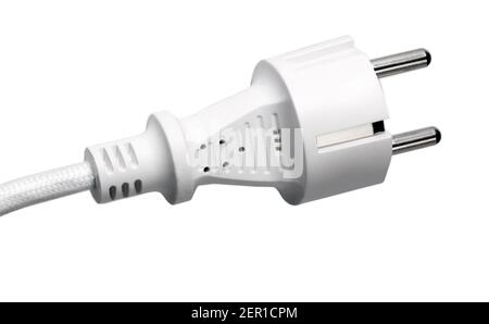 Power Electric plug isolated on white Stock Photo