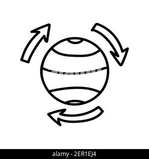 doodle Recycle arrow symbol. Earth with meridians, Globe zero waste. Hand drawn vector illustration isolated on white Stock Vector