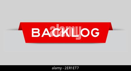 Red color inserted label with word backlog on gray background Stock Vector