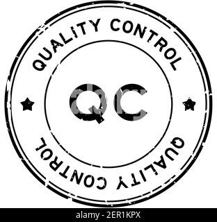 Grunge black QC quality control word round rubber seal stamp on white background Stock Vector