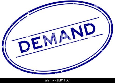 Grunge blue demand word oval rubber seal stamp on white background Stock Vector