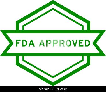 Hexagon vintage label banner in green color with word FDA approved on white background Stock Vector