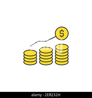 revenue concept icon, color, line, outline vector sign, linear style pictogram isolated on white. Symbol, logo illustration Stock Vector