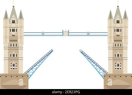 Vector illustration London tower bridge icon. United Kingdom landmark Stock Vector